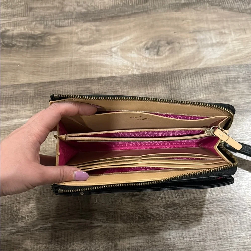Kate Spade Black Wristlet with Gold Accents